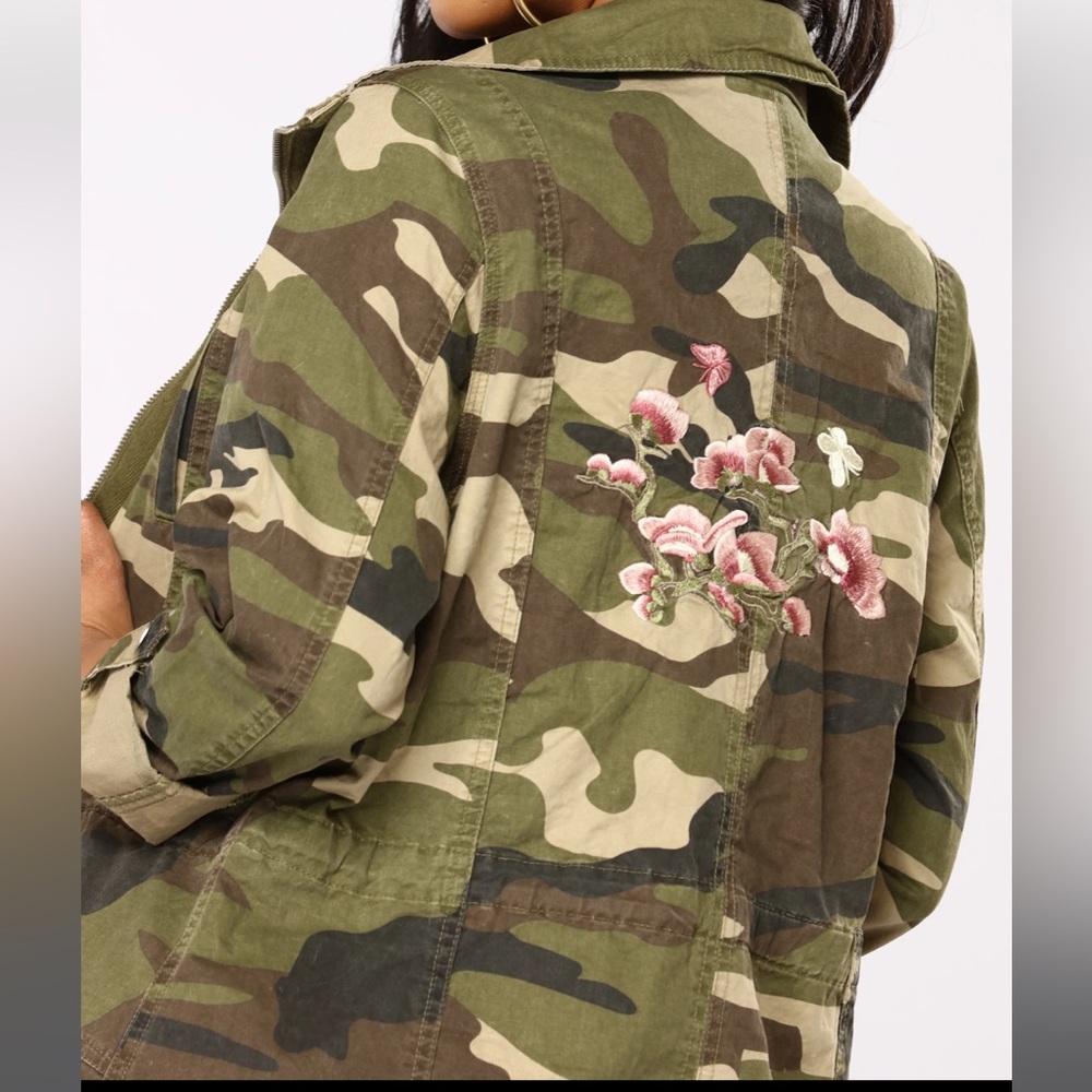 Fashion Nova Army Jacket with Flowers